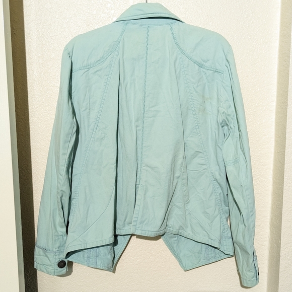 True Vintage moto style blazer jacket in soft seafoam blue - Picture 4 of 11